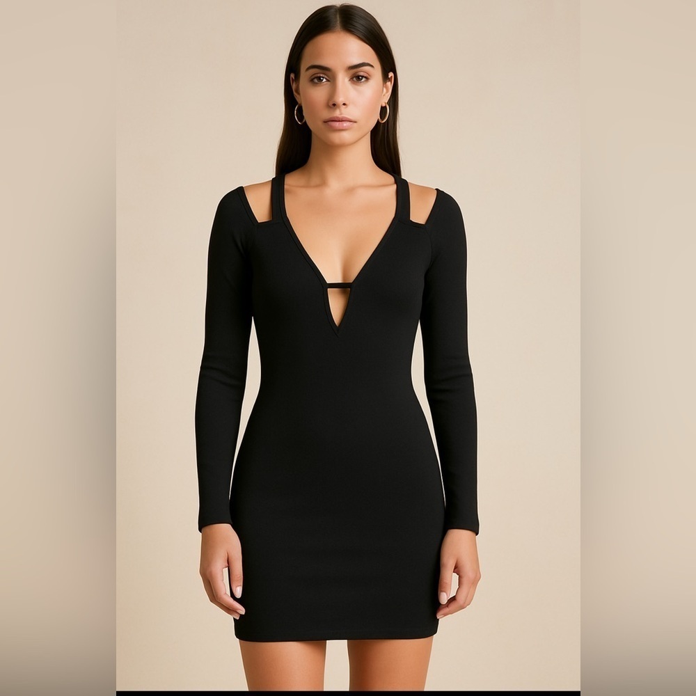 By The Way Halter Neck Cold Shoulder Long Sleeve Elegant Dress.   Size-X-Small